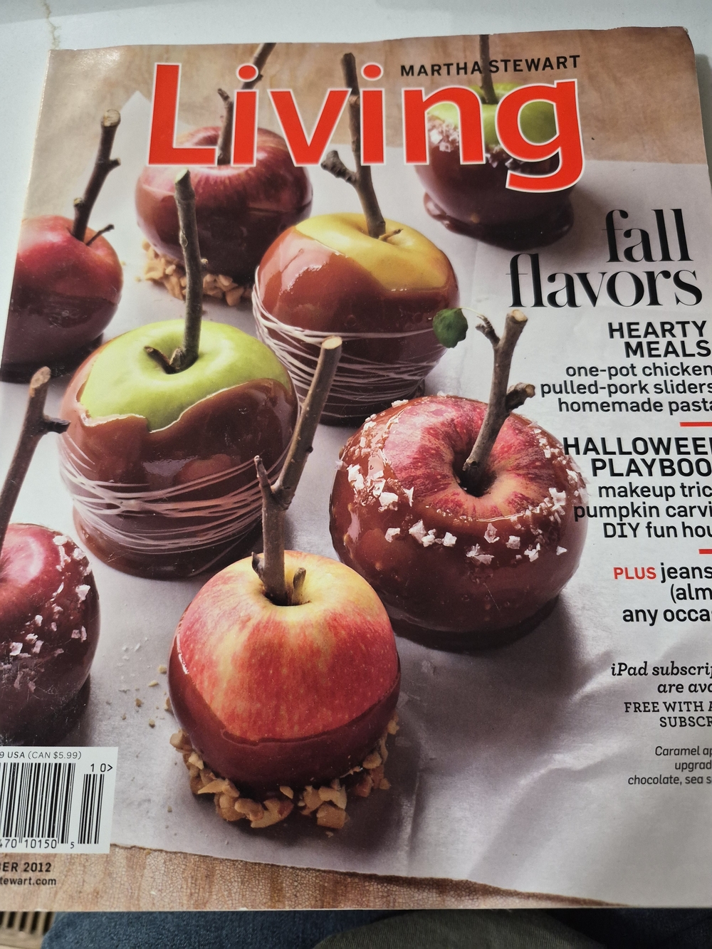 Martha Stewart Living Magazine — Red and Green Caramel Apples -October 2012